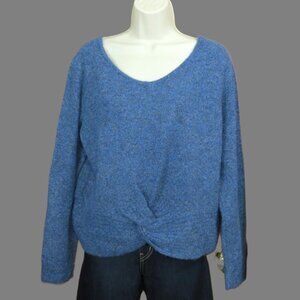 Oly Blue Sweater Scoop Neck Long Sleeve 5% Wool Size Large
